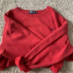 Throated cropped polo crew neck